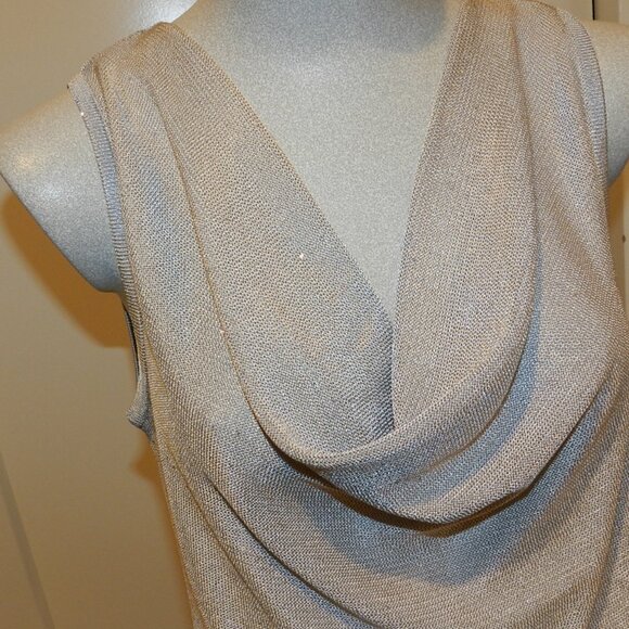 NWT White House Black Market Micro Sequin Drape Neck Pullover Top Size XS - Picture 3 of 9